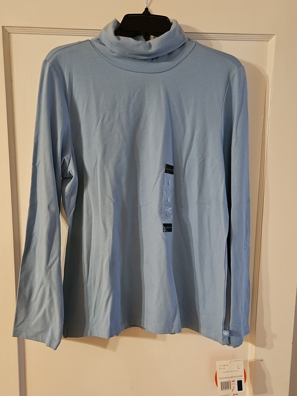 Light Blue Womens Long-Sleeve Turtleneck Shirt
